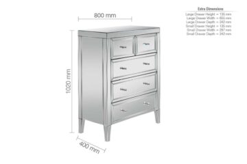 Silver Rugeley 2 Over 3 Chest | Mirrored