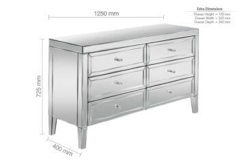 Silver Rugeley 6 Drawer Chest | Mirrored