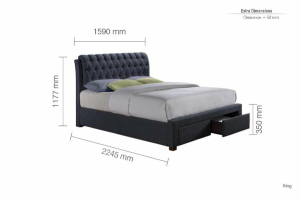 Fazeley King Bed | Charcoal Grey