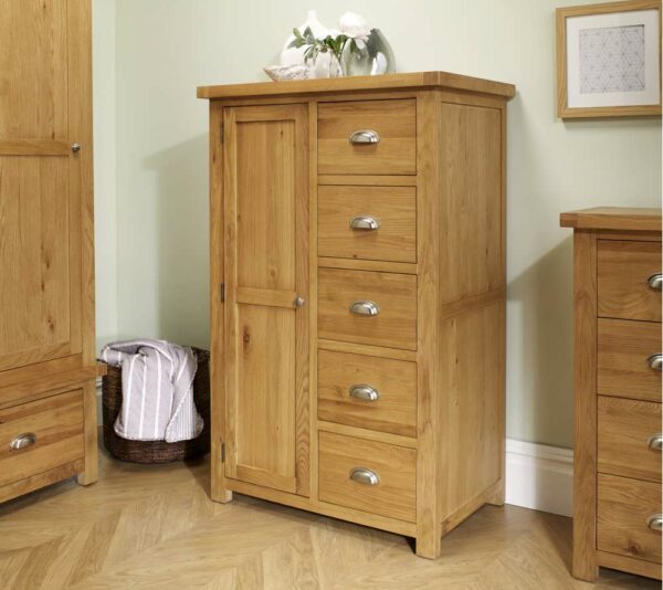 Fernando 1 Door 5 Drawer Wardrobe | Oak