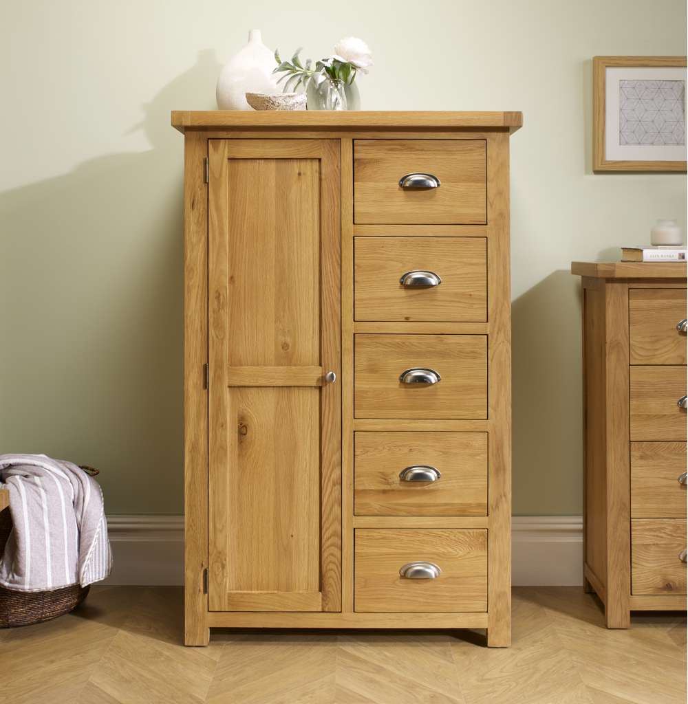 Fernando 1 Door 5 Drawer Wardrobe Oak Oak World