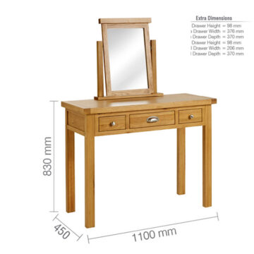 Fernando Oak 3 Drawer Dressing Table