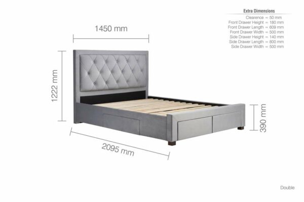 Walton Double Bed | Grey