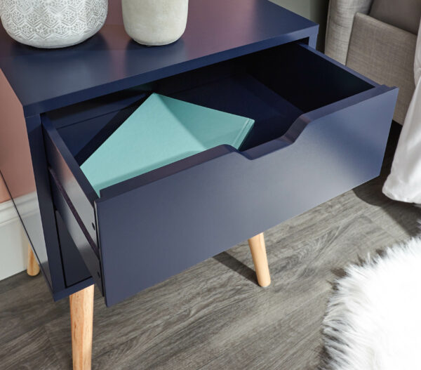 Blue Kathmandu 2 Drawer Bedside Cabinet | Nightshadow | Self Assembly