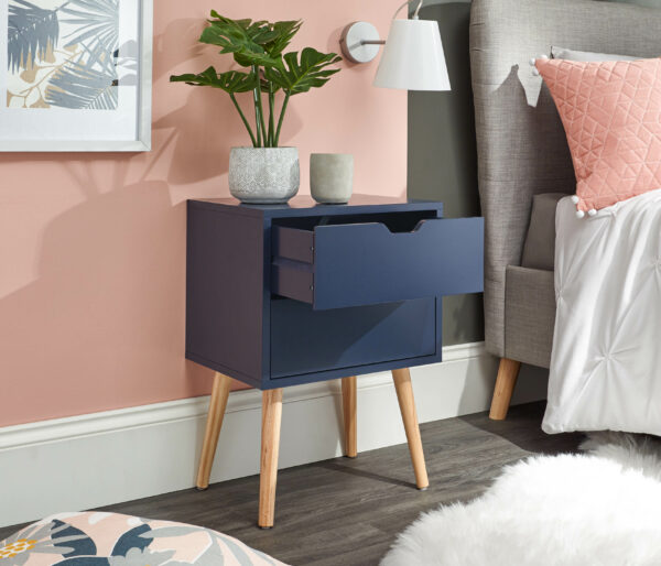 Blue Kathmandu 2 Drawer Bedside Cabinet | Nightshadow | Self Assembly