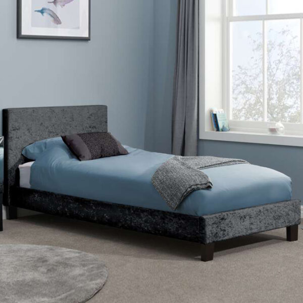 Lucan Small Double Bed | Black Crushed Velvet