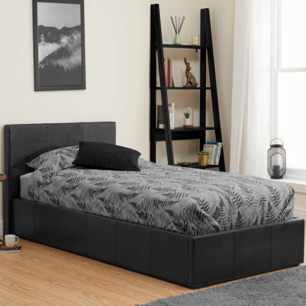 Lucan Single Ottoman Bed | Black