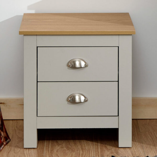 Fife Grey 2 Drawer Bedside | Grey | Self Assembly