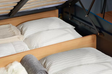 Denbeigh Navy Blue 3′ Small Double Ottoman Bed