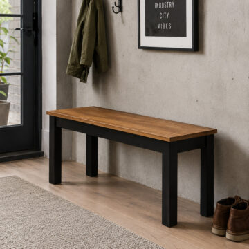 Wanstead Black Frame Bench | Oiled Wood