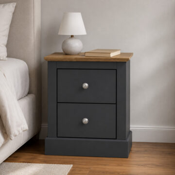 Latimer Grey 2 Drawer Bedside Cabinet