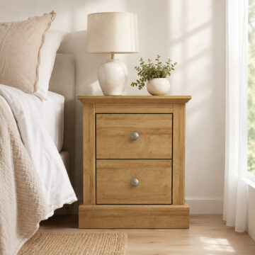 Latimer 2 Drawer Bedside Cabinet | Oak Finish