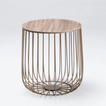 Newbury Small Cage Table | Gold Frame | Oak Top