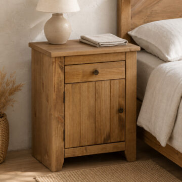 Heathrow 1 Drawer 1 Door Bedside Cabinet | Pine Finish