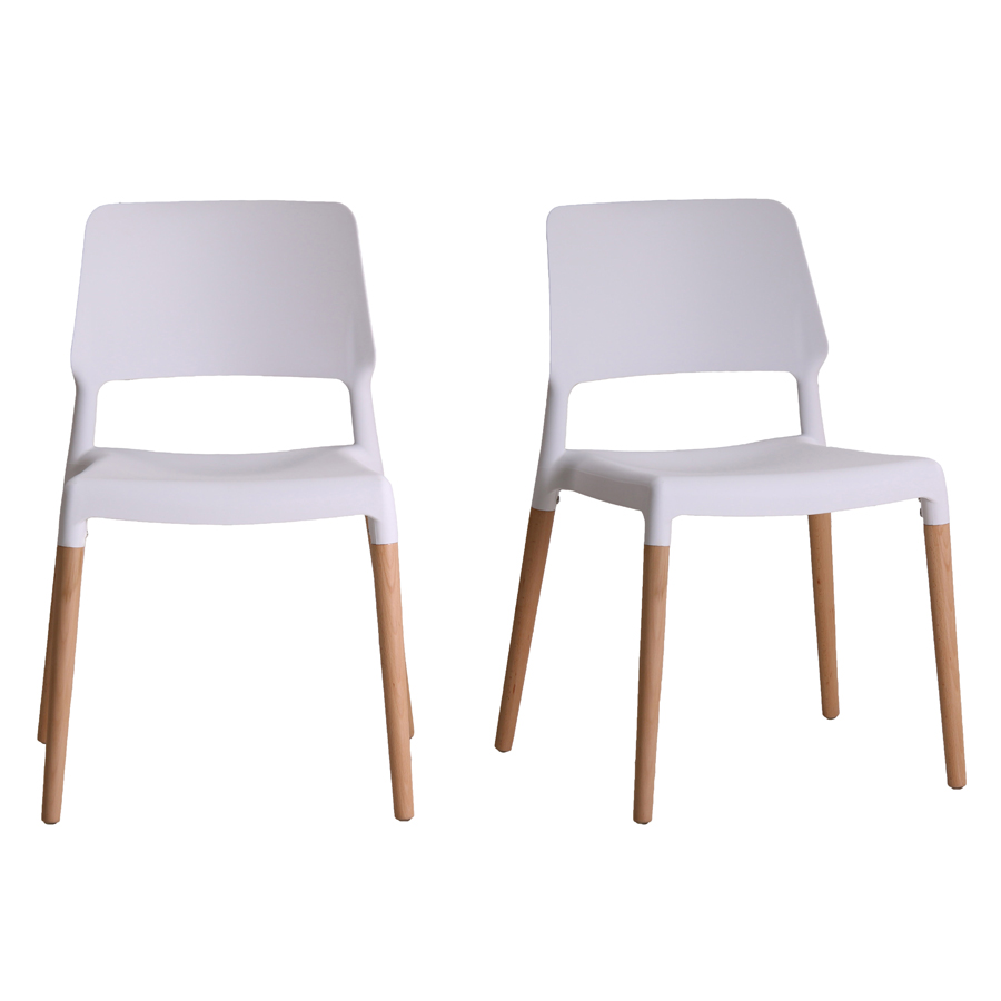 Riva Pair of White Dining Chairs