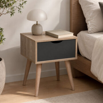 Canada Grey 1 Drawer Lamp Table | Oak Finish | Bedside Table