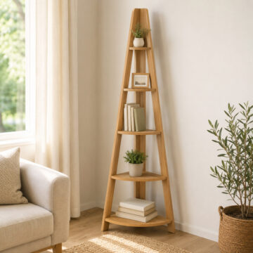 Crossharbour Corner Ladder Shelving Oak