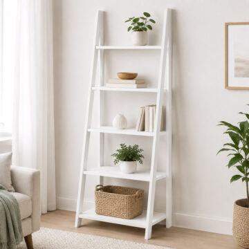 Crossharbour Ladder Bookcase | White