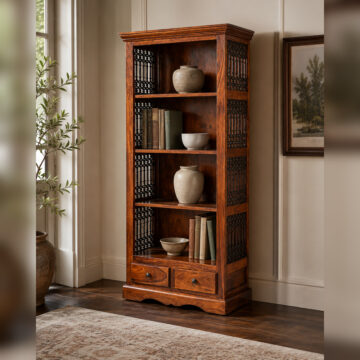 Rovigo Bhoja Sheesham Bookcase With Drawers | Acacia