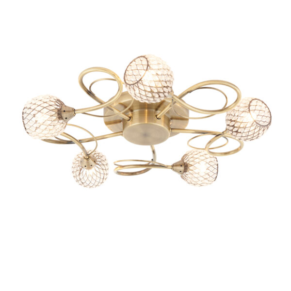 Aherne 5 Ceiling Lamp | Antique Brass