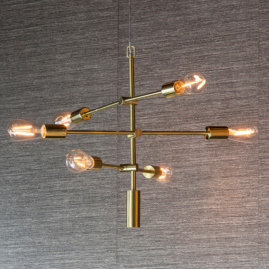 Rubens 6 Pendant Light Brushed Gold Oak World
