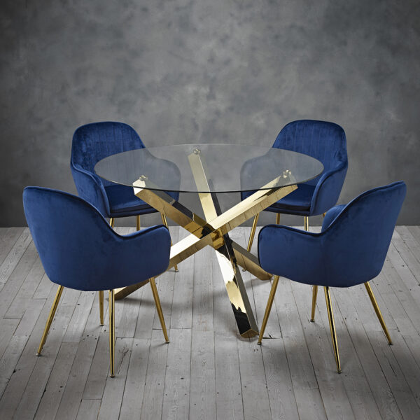 Capri Dining Table | Glass Top | Gold Legs | Self Assembly