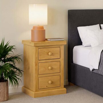 Messina Pine Large 3 Drawer Bedside Cabinet