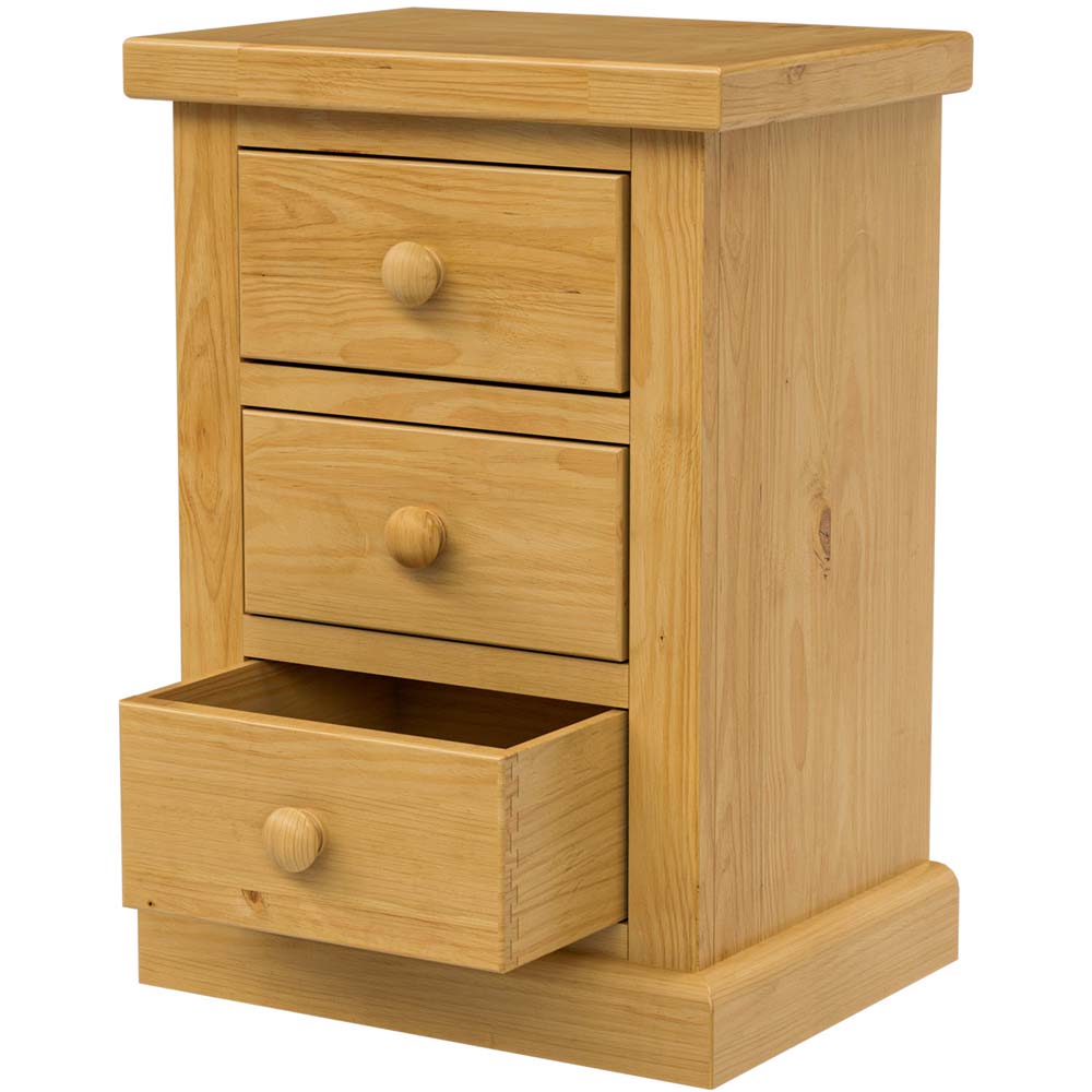 Messina Pine Large 3 Drawer Bedside Cabinet