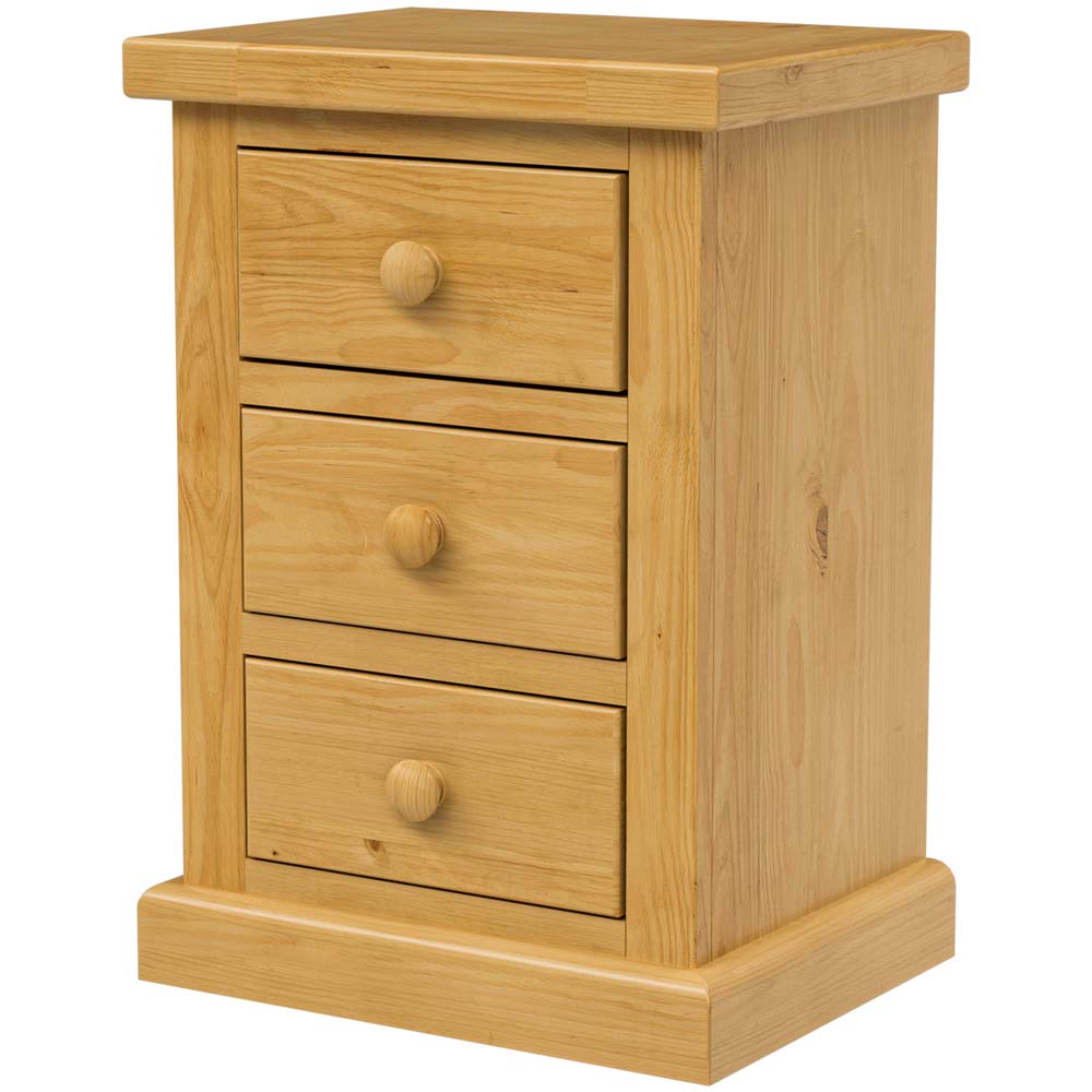 Messina Pine Large 3 Drawer Bedside Cabinet