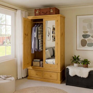 Messina Pine Mirrored Double Wardrobe