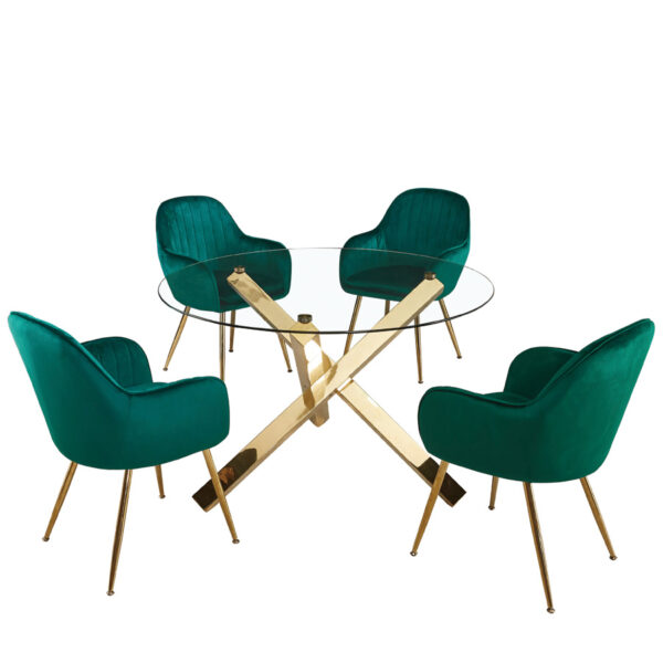 Capri Dining Table | Glass Top | Gold Legs | Self Assembly