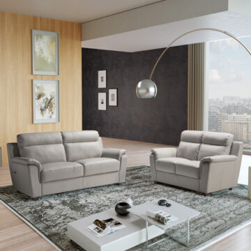 Elena Italian Leather 3 Seat Sofa | Cenere Grey