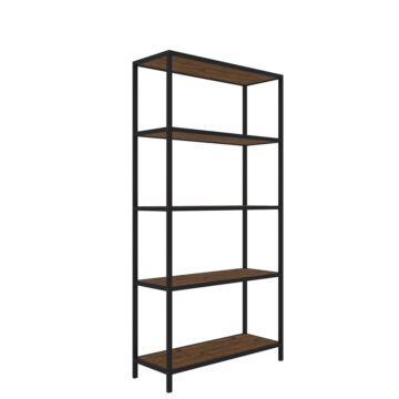 Neasden Black Metal Bookcase | Stained Pine Finish