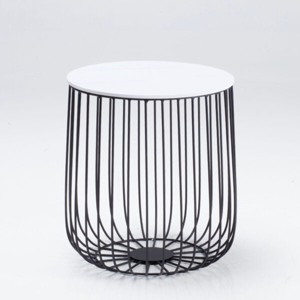 Newbury Small Cage Table | Black Frame | Marble Top