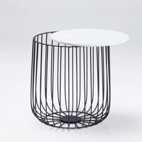 Newbury Small Cage Table | Black Frame | Marble Top