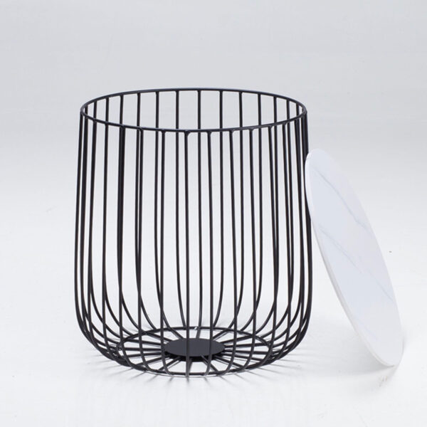 Newbury Small Cage Table | Black Frame | Marble Top