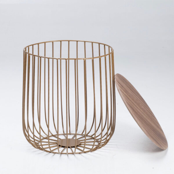 Newbury Small Cage Table Gold Frame Oak Top