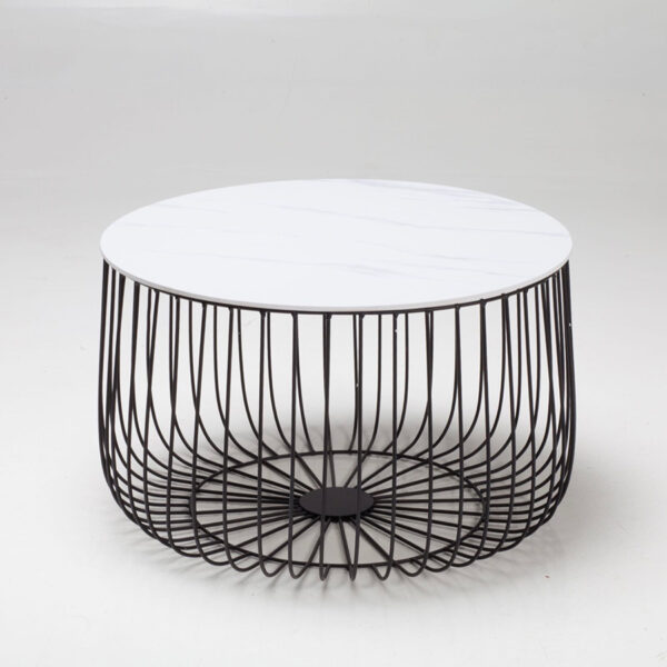 Newbury Large Cage Table | Marble Top | Black Frame
