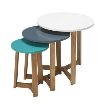 Jasper Oak Nest of Tables | Funky Coloured Tops