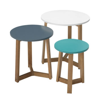 Jasper Nest Of Tables | Solid Oak | Funky Coloured Tops