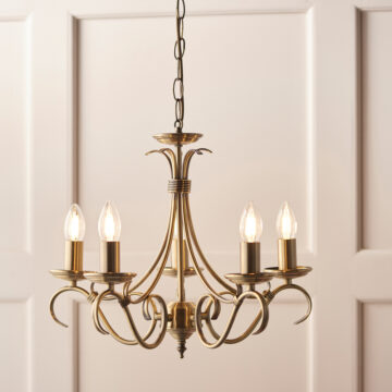 Bernice 5 Pendant Light | Antique Brass