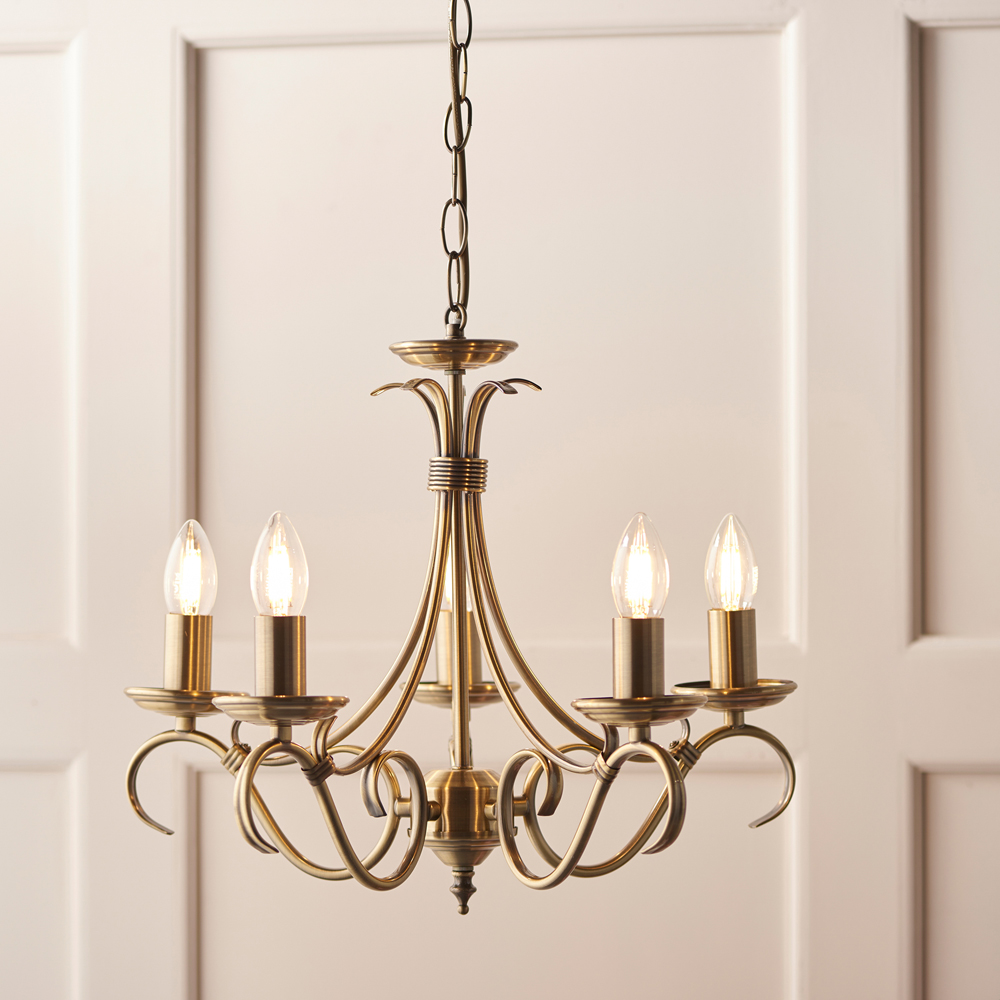 Bernice 5 Pendant Light | Antique Brass