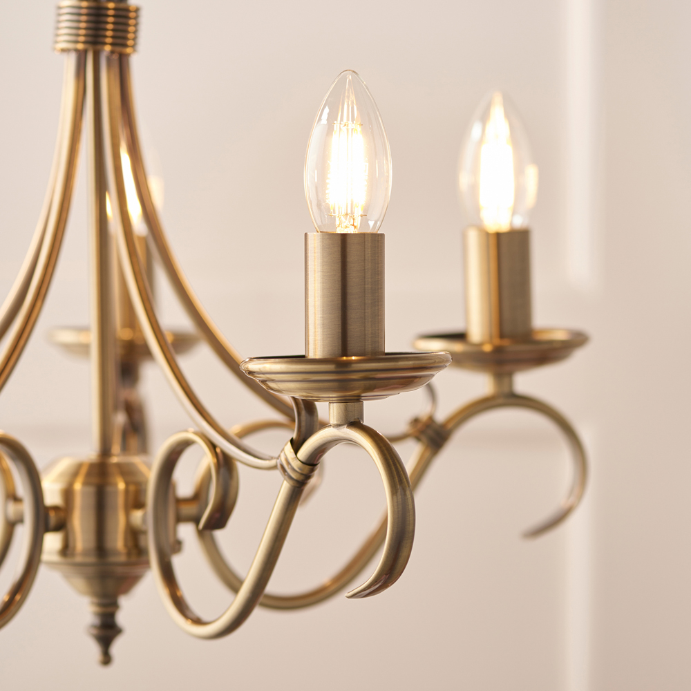 Bernice 5 Pendant Light | Antique Brass