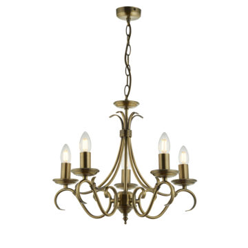 Bernice 5 Pendant Light | Antique Brass