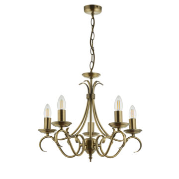 Bernice 5 Pendant Light | Antique Brass