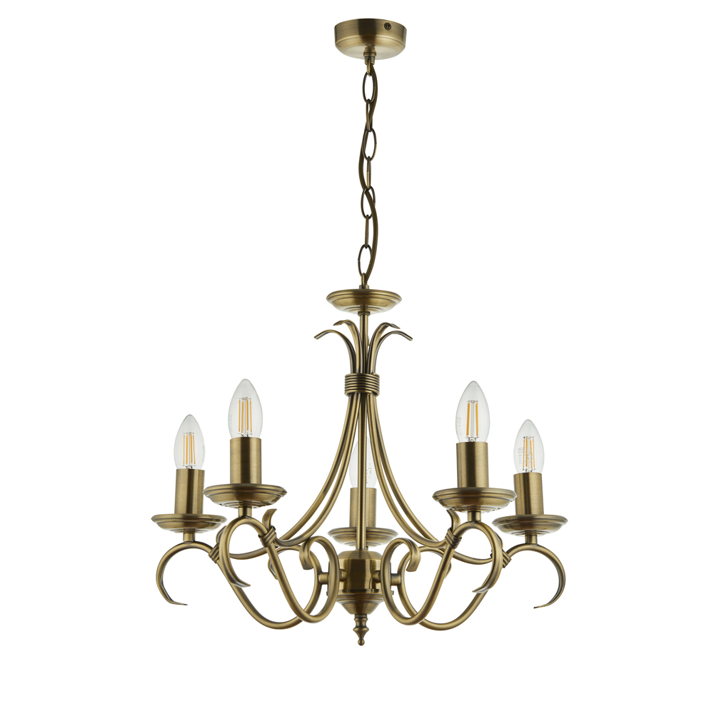 Bernice 5 Pendant Light | Antique Brass