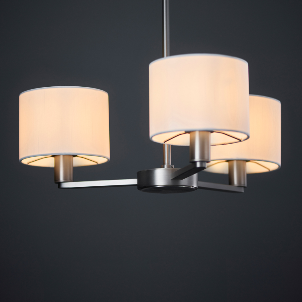 White Daley 3 Pendant | Matt Nickel 385-655mm