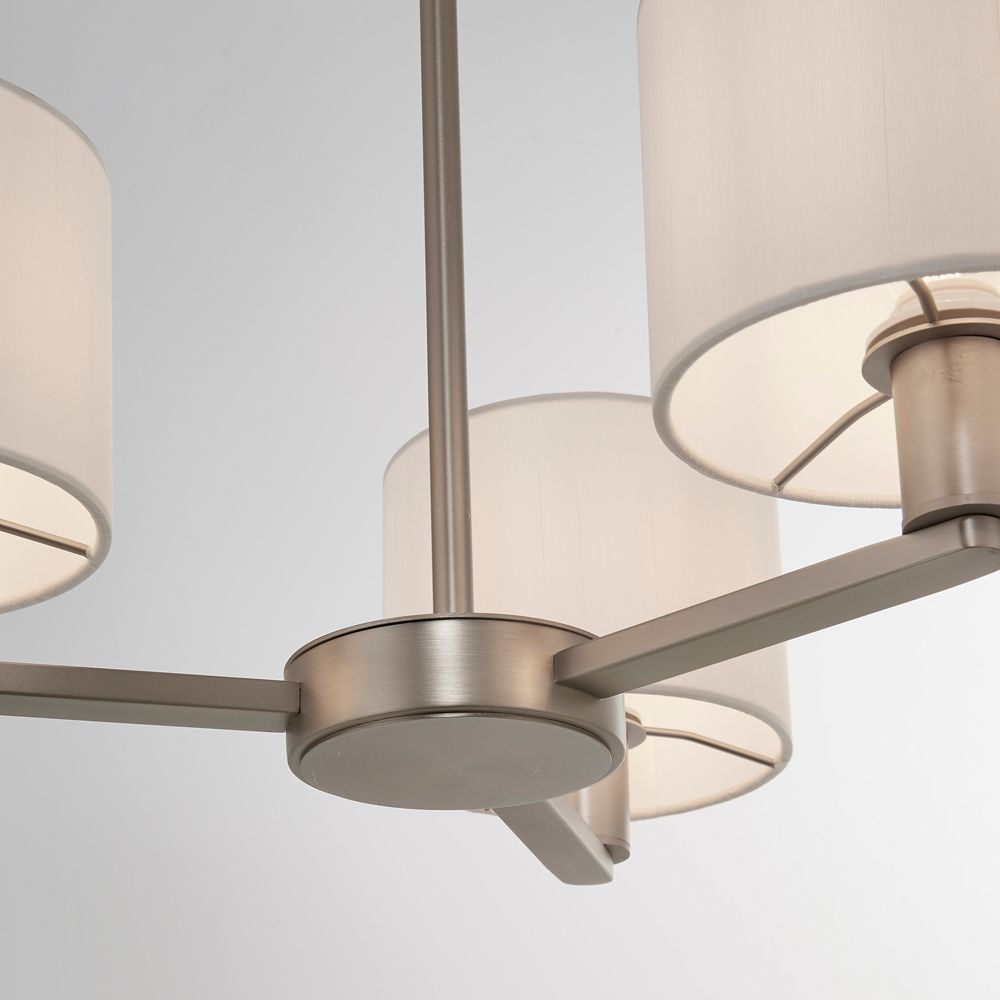 White Daley 3 Pendant | Matt Nickel 385-655mm