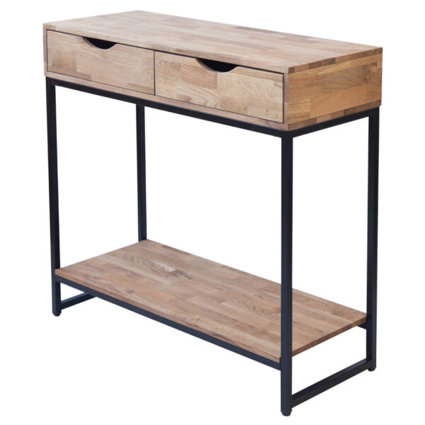 Chalfont Console Table | Solid Oak | Black Metal Frame | Self Assembly