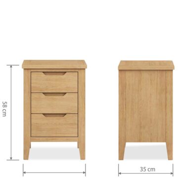 Aruba Oak 3 Drawer Bedside Table